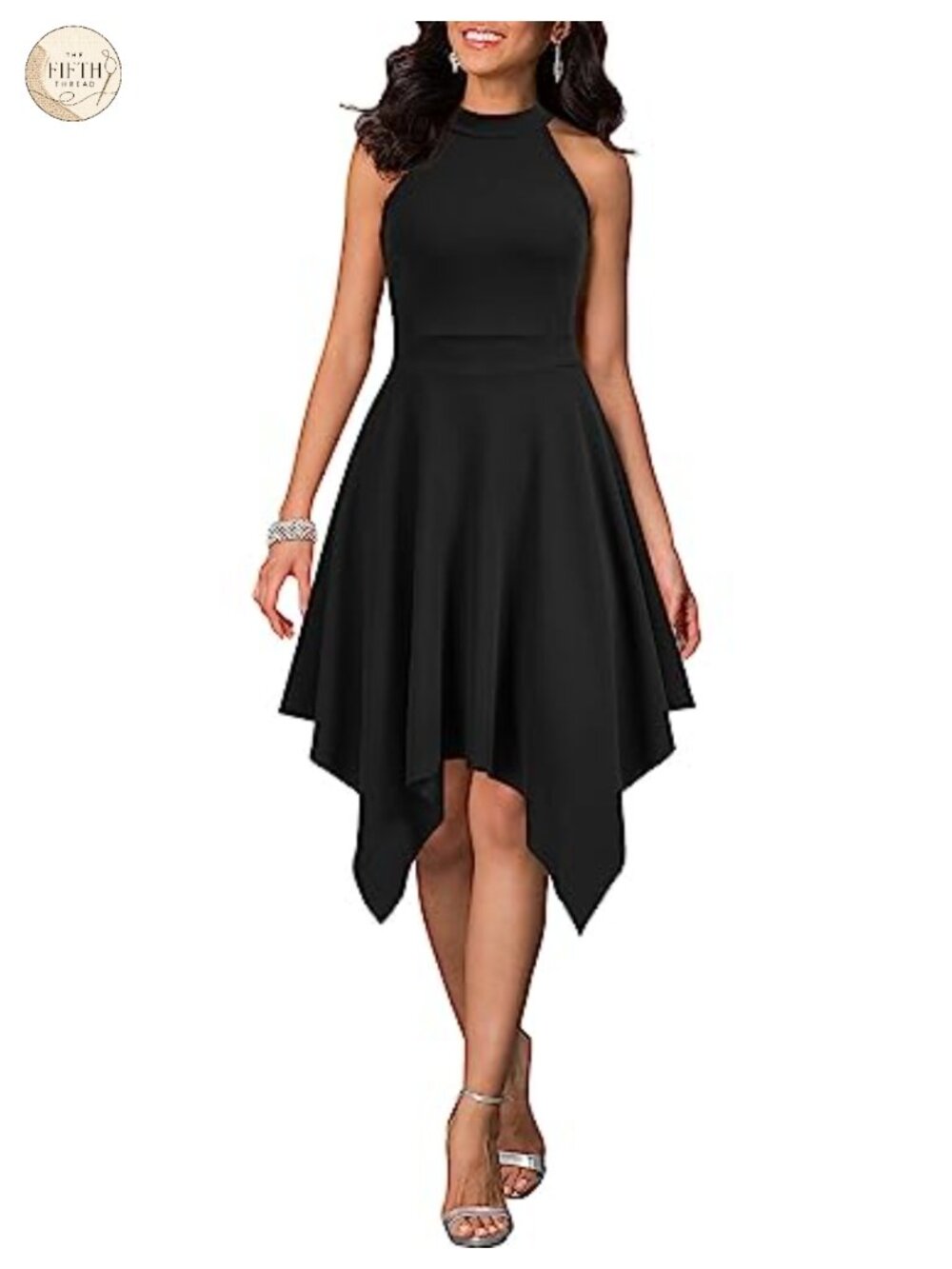 Halter Neck Sleeveless Asymmetrical A Line Cocktail Party Dress